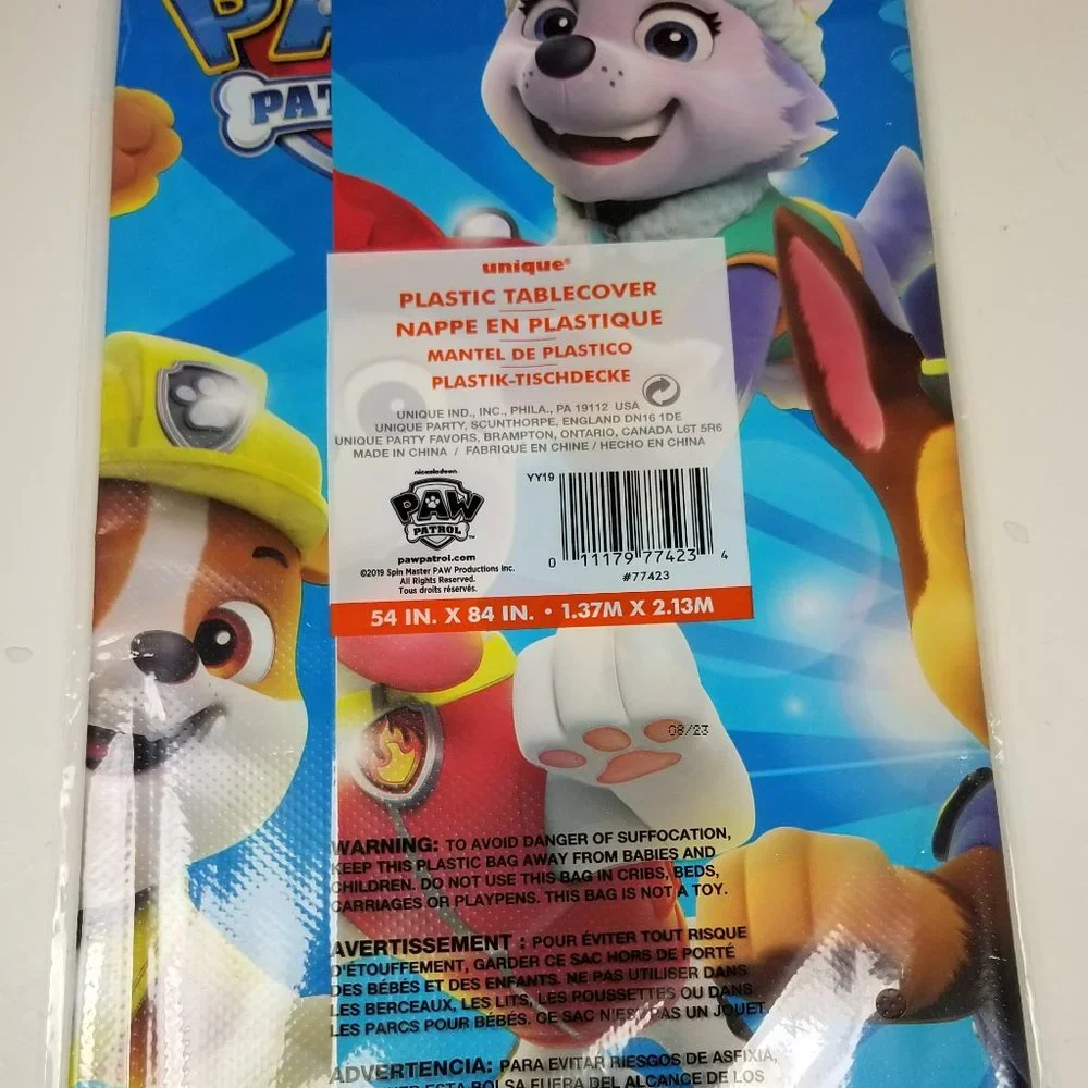 Paw Patrol Birthday set plates, bags, napkins, tablecloth, birthday banner